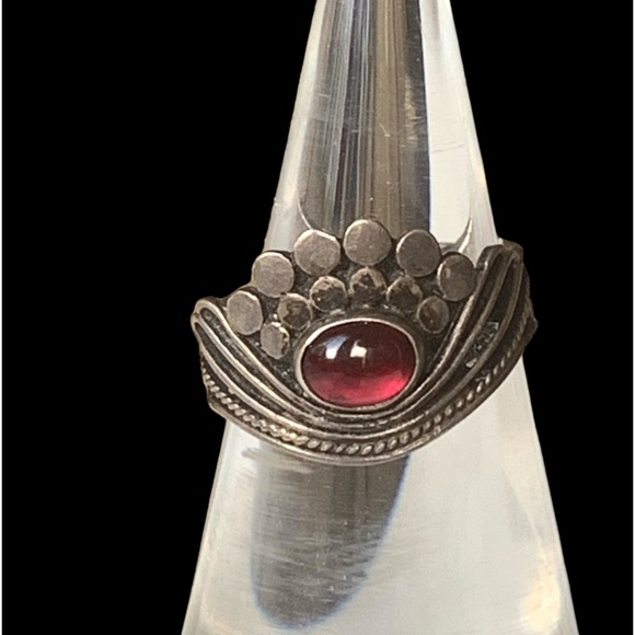 unbranded Jewelry - Vintage Sterling Silver Garnet Dragons Eye Adjustable Ring Unisex Jewelry